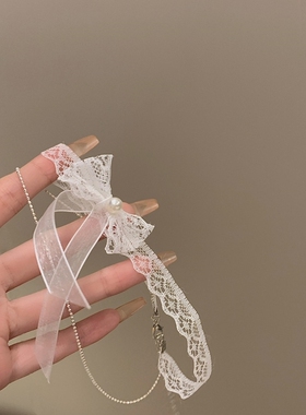 纯欲蕾丝蝴蝶结项链女项圈choker脖子颈链丝带锁骨链少女配饰颈带