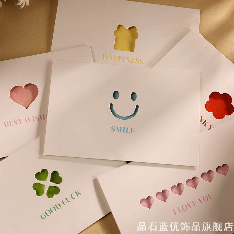 韩式文艺镂空感谢卡thankyou英文卡片伴手礼包装手写留言小卡片