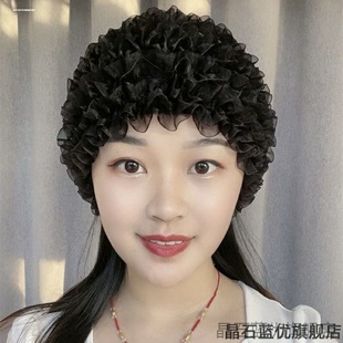 春秋款蕾丝包头帽女士新款洋气时尚盘发遮白发头巾帽回民风帽子女