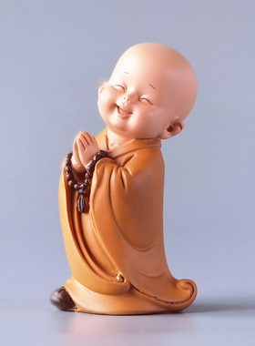 佛系禅意小和尚摆件迷你慧能古风茶几办公桌装饰品一禅趣日式沙弥