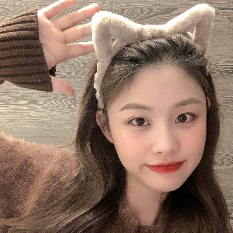 洗脸发箍女可爱网红2023年新款毛绒头箍猫耳朵发卡头饰专用发带