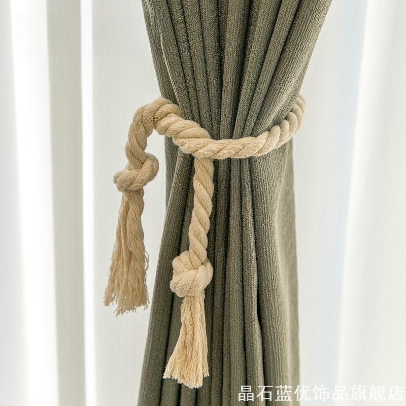 窗帘窗纱装饰简约卧室收拢挂绳文艺风格加粗棉麻窗帘绑绳北欧