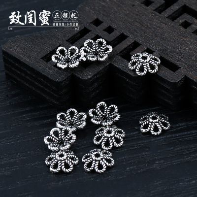 diy纯银水晶镂空项链手串花帽