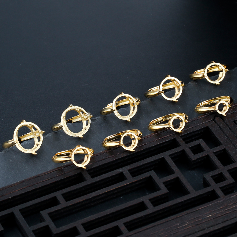 925银基础款简约多石位黄金戒指