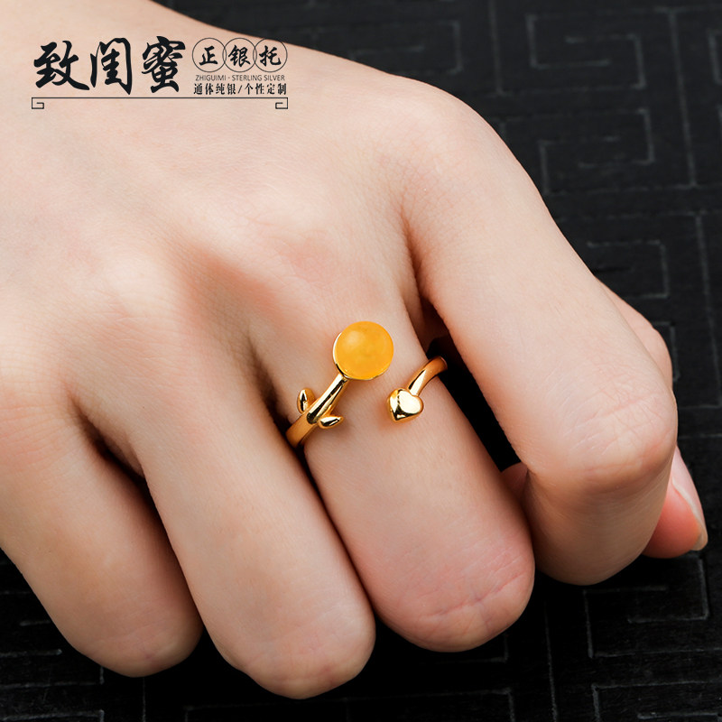 s925银日韩简约镀戒指戒指空托