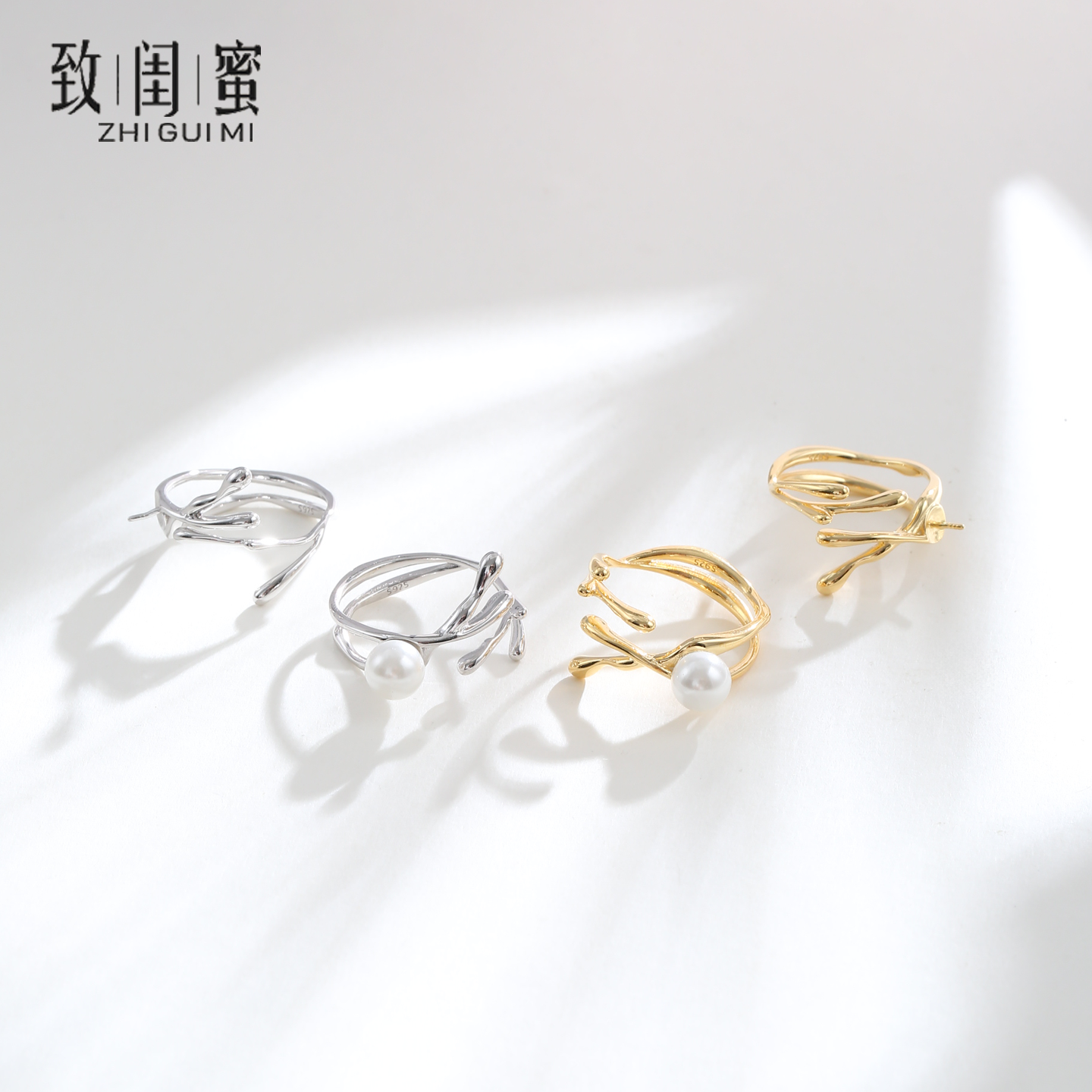 s925纯银镶嵌圆珠戒托