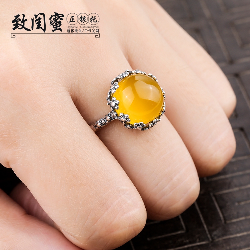 925银复古梅花戒指银戒指空托