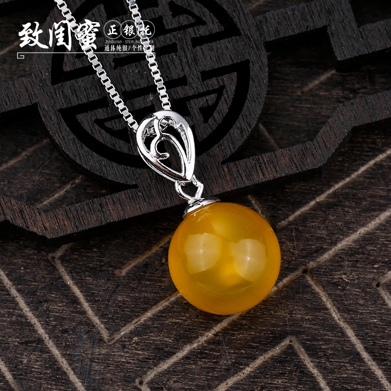 s925银吊坠吊扣配件 可搭配镶嵌琥珀蜜蜡玉石项坠吊坠空托吊头