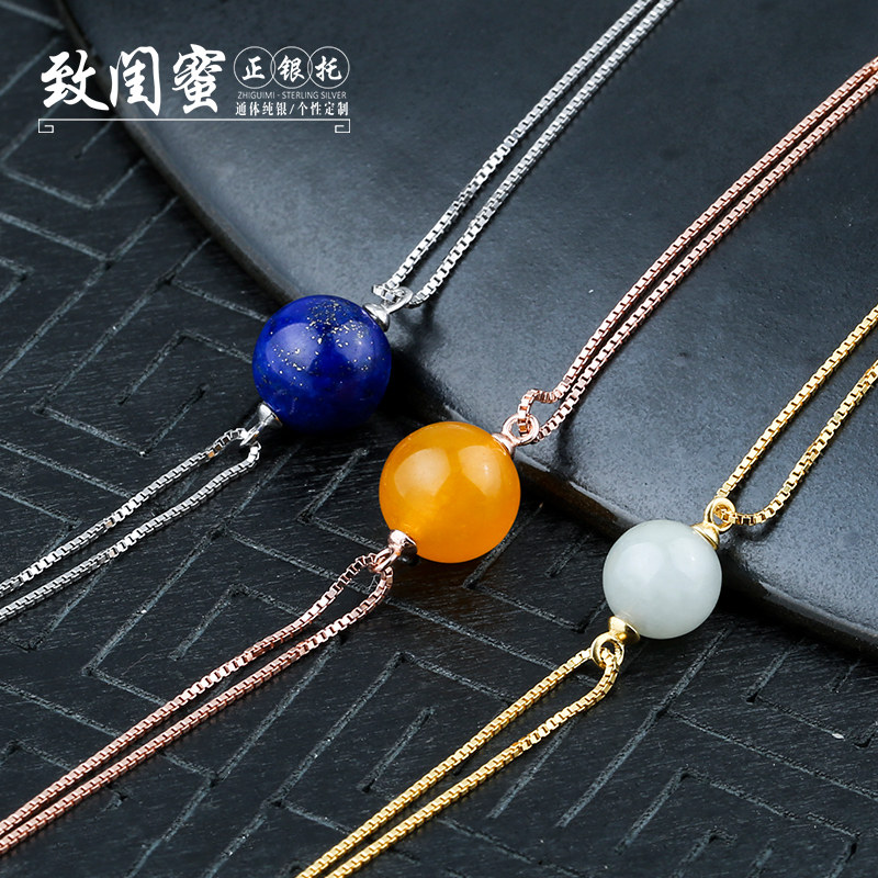 s925银手链空托女镶嵌diy珍珠