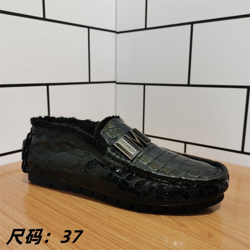 品牌撤柜真皮断码男鞋加绒豆豆鞋