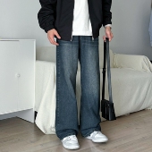 男士 潮牌宽松休闲长裤 做旧水洗直筒牛仔裤 2025新款 阿XIAN 美式