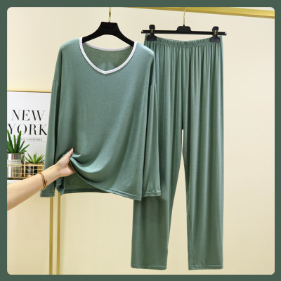 莫代尔长袖睡衣套装女士春