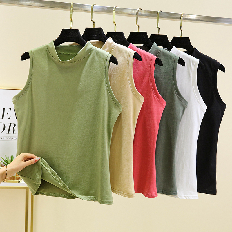 半高领无袖内搭螺纹纯棉简