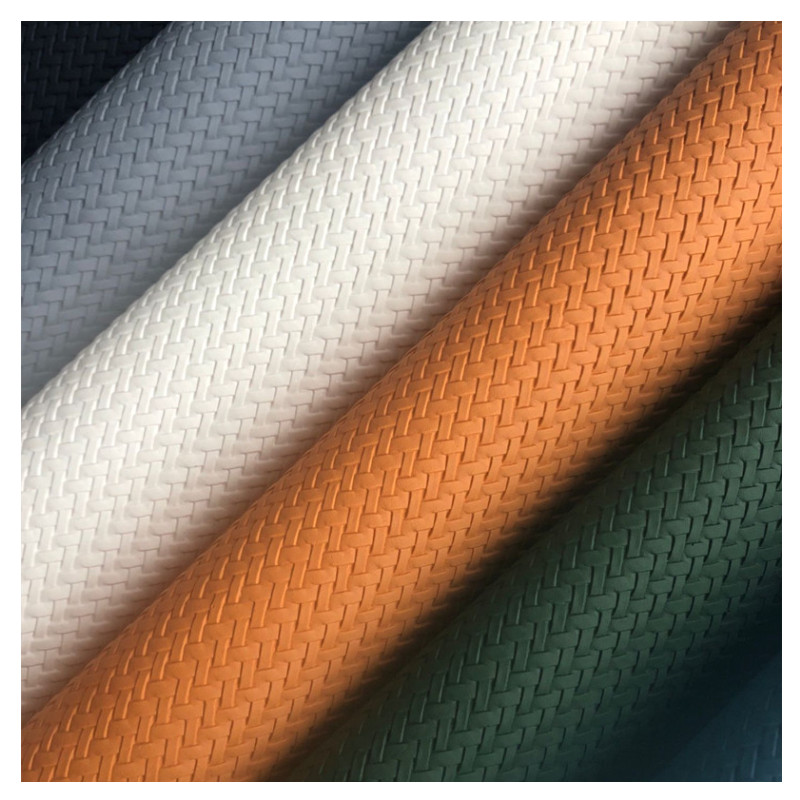 套色复古风编织纹pu沙发硬包皮料