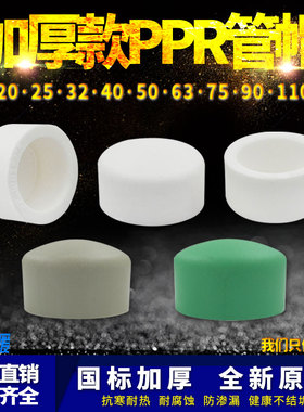 PPR热熔堵帽堵头DN20/25/32/40/63/75ppr管堵4分6分家用水管配件