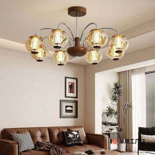 2025新法式 客厅卧室中古吊灯中古风灯具 复古风柿子灯vintage美式