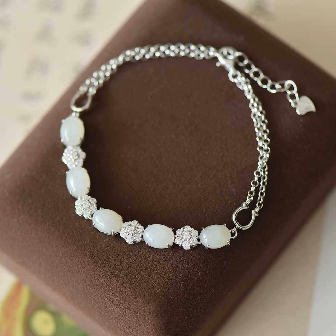 和田玉白玉蛋面手链设计师款和田玉手链蛋面和田玉手链送女朋友,饰品/流行首饰/时尚饰品新,银饰手链,淘宝优惠券,粉丝福利购,淘宝优惠卷