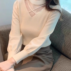 半高领打底衫女秋冬内搭韩版时尚洋气镂空设计感修身毛衣针织上衣