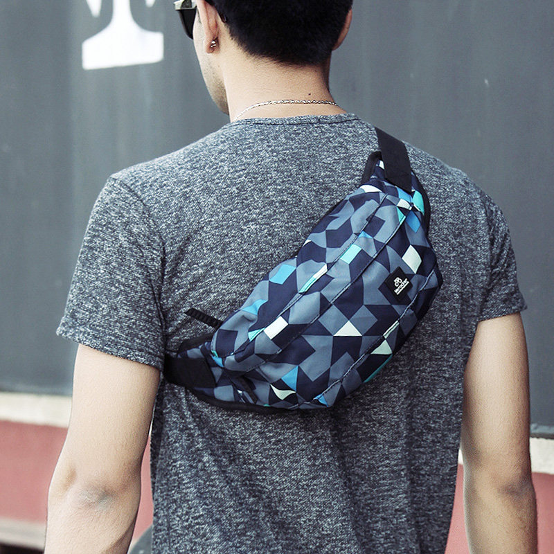 潮牌腰包男士多功能胸包格子单肩迷你小背包女户外休闲运动斜挎包
