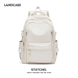 Landcase书包初中女生校园休闲双肩包高中大学生电脑背包旅行包男