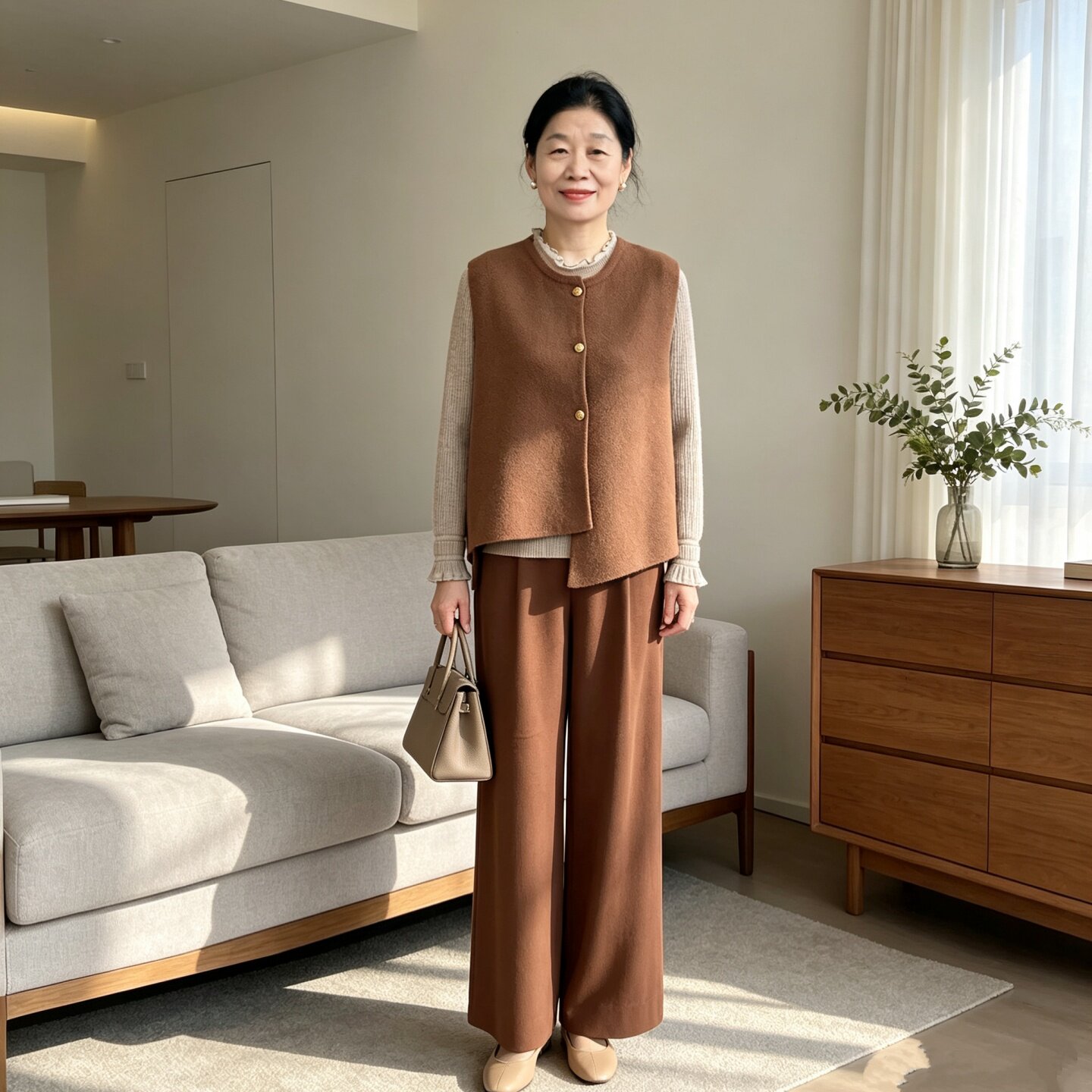 中年妈妈秋装马甲三件套今年流行
