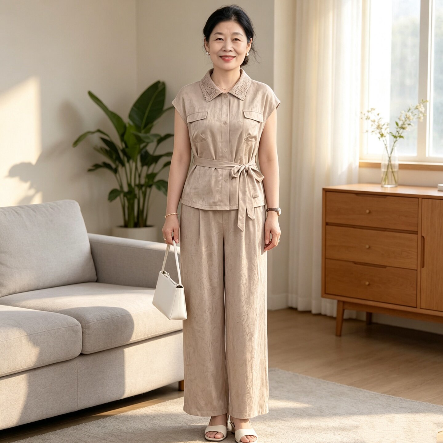 中年妈妈装夏季时尚休闲套装减龄