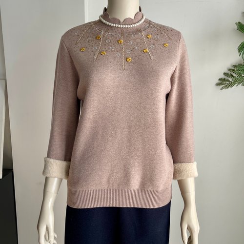 中老年加绒加厚针织打底衫妈妈装