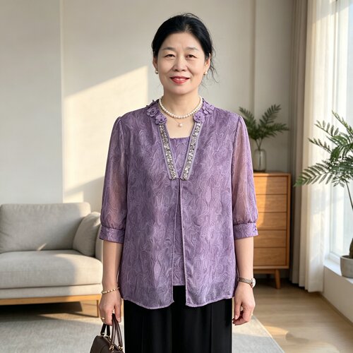 妈妈夏时尚宽松短袖小衫减龄套装