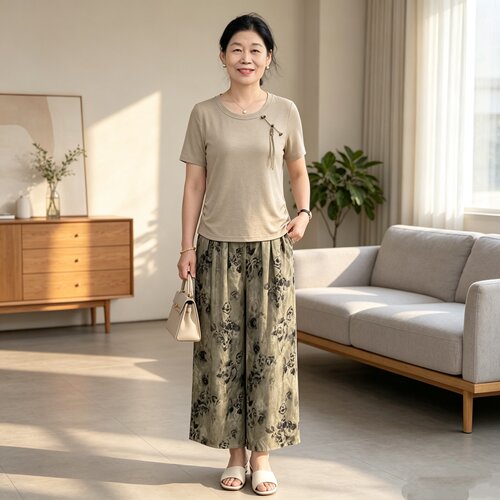 新中式妈妈夏装气质套装中老年女