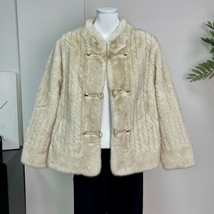 皮草大衣 保暖高贵短款 洋气妈妈冬装 水貂绒外套皮毛一体中老年女装