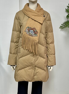 中长款妈妈冬季保暖羽绒服外套女2025新中式中老年围巾款防寒棉袄