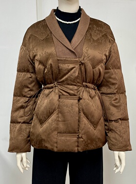 妈妈冬装羽绒服女收腰显瘦短款外套白鸭绒棉服中老年加厚保暖棉袄