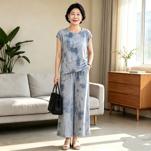 妈妈夏时尚减龄套装中老年两件套