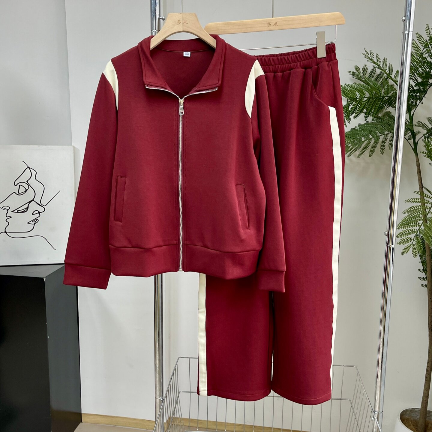 中年妈妈装春季翻领外套洋气上衣中老年运动套装女春秋两件套大码