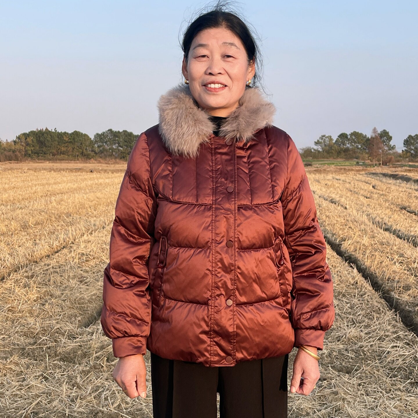 大毛领保暖连帽羽绒服中年妈妈装