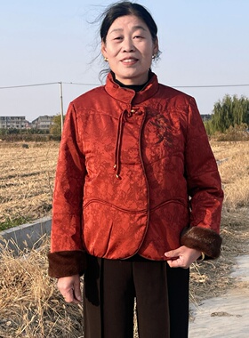 新中式妈妈冬季红色羽绒棉服女2025中老年保暖本命年国风棉袄外套