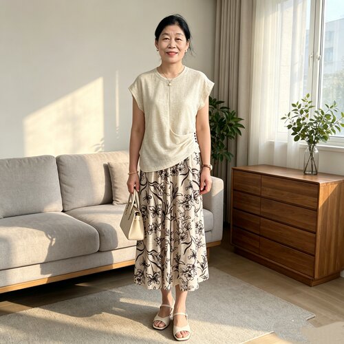 不规则上衣中年女气质阔腿裤套装
