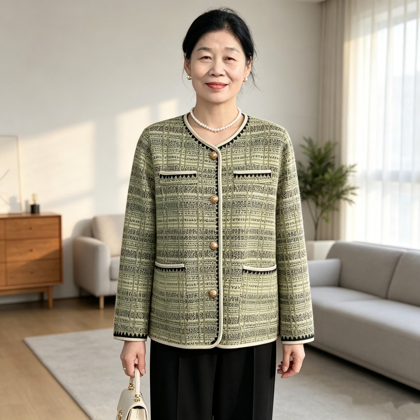 时尚妈妈秋装短款外套小香风开衫