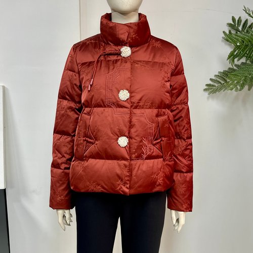 中年妈妈新中式红色羽绒服女冬季