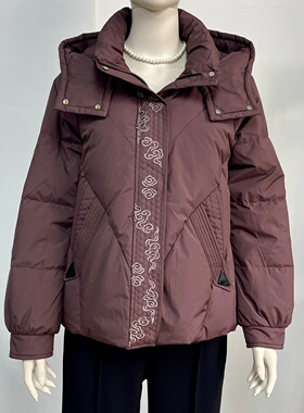 中老年连帽白鸭绒羽绒服2025冬季新款保暖加厚时尚妈妈装棉袄外套