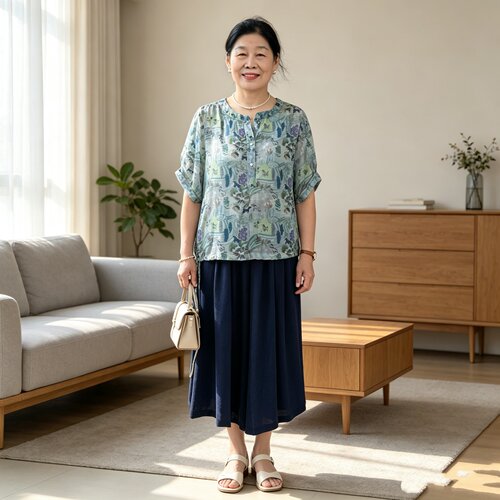 妈妈夏特大码女装遮肚显瘦两件套