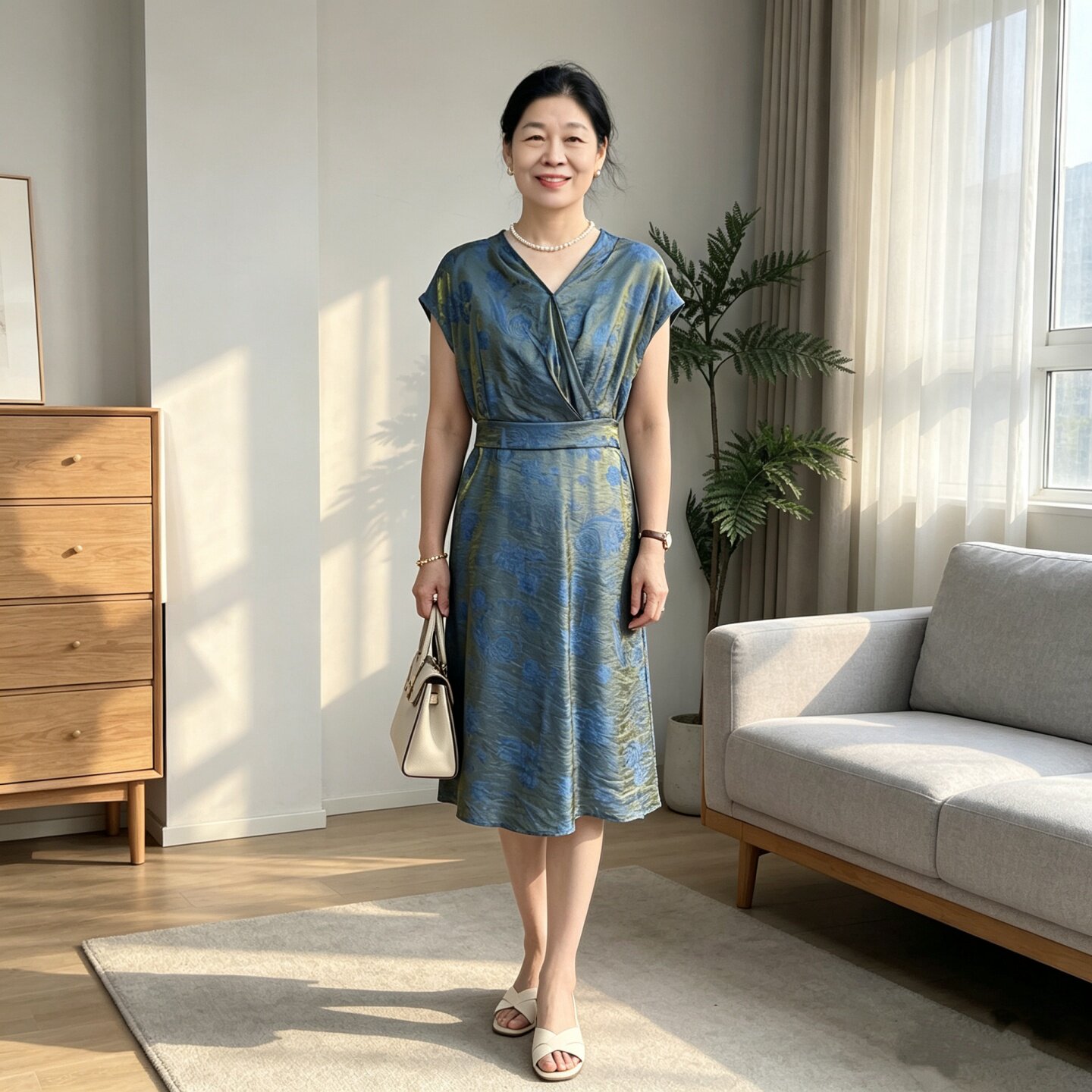 时尚妈妈夏季短袖气质连衣裙中年
