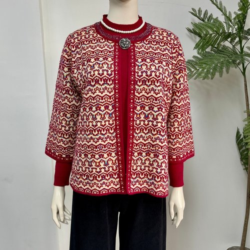 两件套婆婆妈妈装秋冬外套开衫