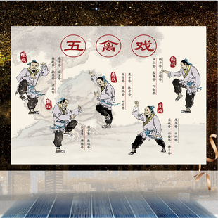 华佗健身五禽戏挂图中医养生海报文化宣传展板养生图片挂画养生馆