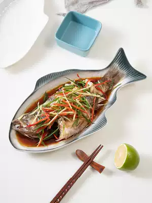 Fish plate Nordic steamed fish plate tableware steamed fish plate fish plate home creative new ceramic large fish plate
