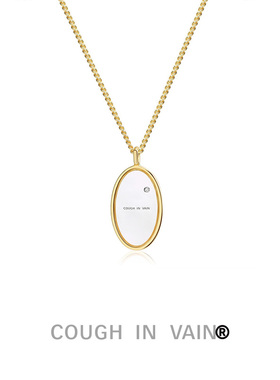 COUGH IN VAIN 金银撞色椭圆吊坠925银镶钻长项链