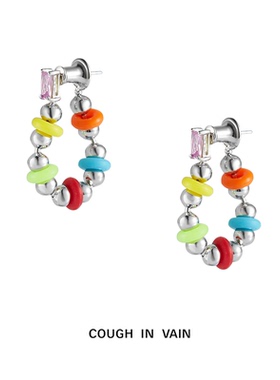 COUGH IN VAIN Relaxing系列多色硅胶链条宝石耳环