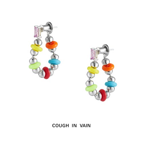 COUGH IN VAIN Relaxing系列多色硅胶链条宝石耳环