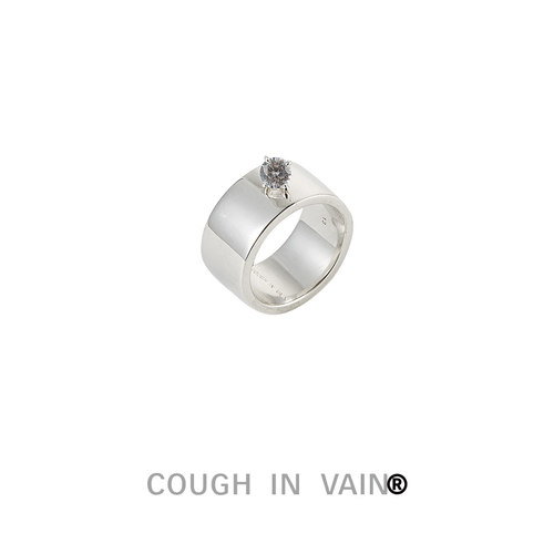 coughvain倾斜宝石镶嵌银戒指