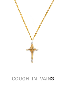 COUGH IN VAIN 全钻镶嵌十字指针925银吊坠项链